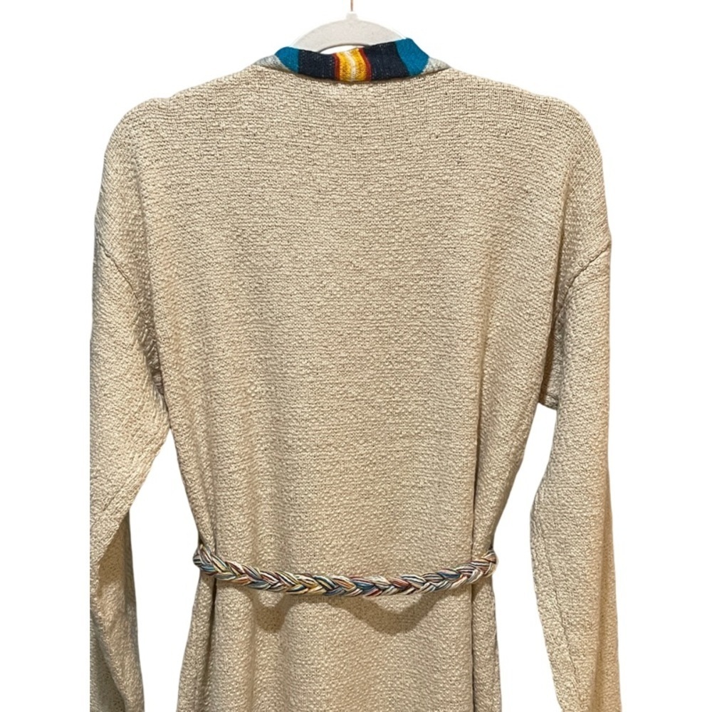 Faherty Cardigan Size Medium Large Aztec Tie Fringe Ivory Sweater - Picture 6 of 10